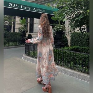 Miss rosier Floral Maxi Dress in Cream and Light Blue